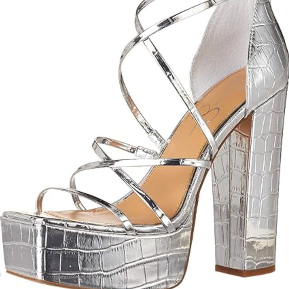 Jessica Simpson Women's Mirelle Heeled Sandal, size 7, NWOT, silver